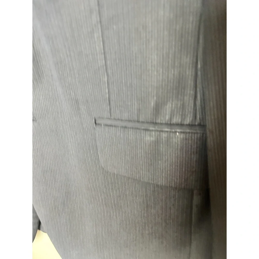Jos A Bank Mens 40R Suit Jacket 2 Button Black Pinstripe Wool Blazer Sport Coat